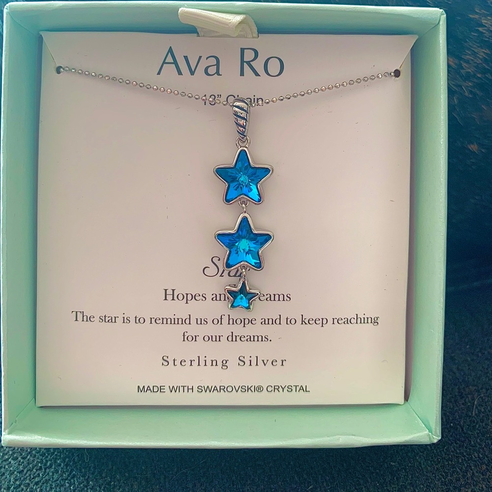 Blue star pendent necklace sterling silver